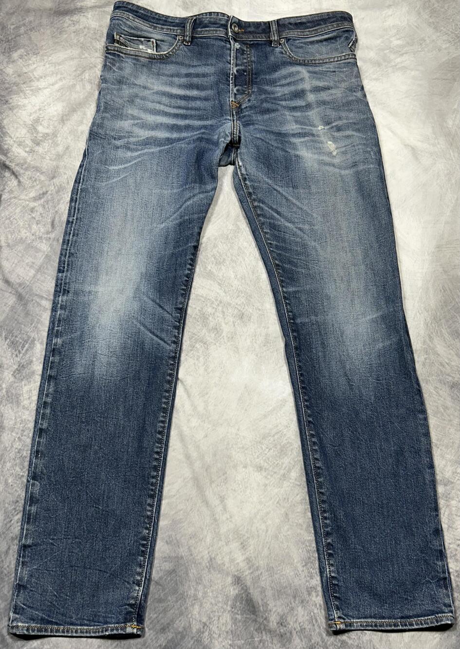 Diesel Buster Jeans Mens 34x32 Blue Tapered Stretch Denim Medium Wash Made Italy